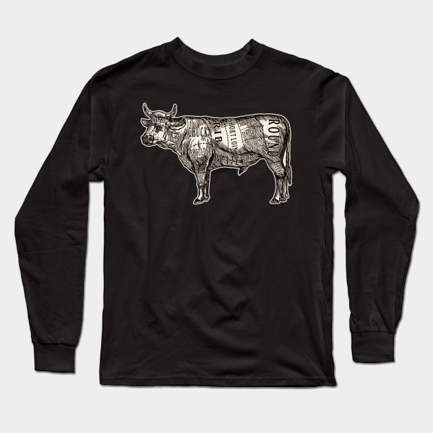 Beef Butcher Chart Long Sleeve T-Shirt by ZugArt01